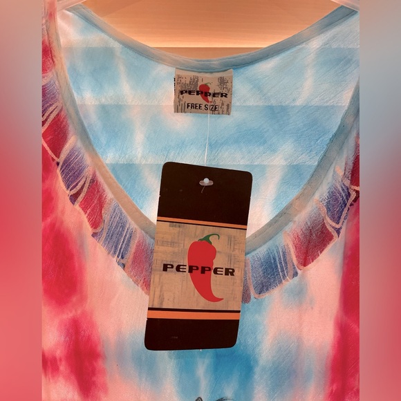 Hand painted tie dyed summer sleeveless dress one size fits all NWT NEW - Picture 3 of 10